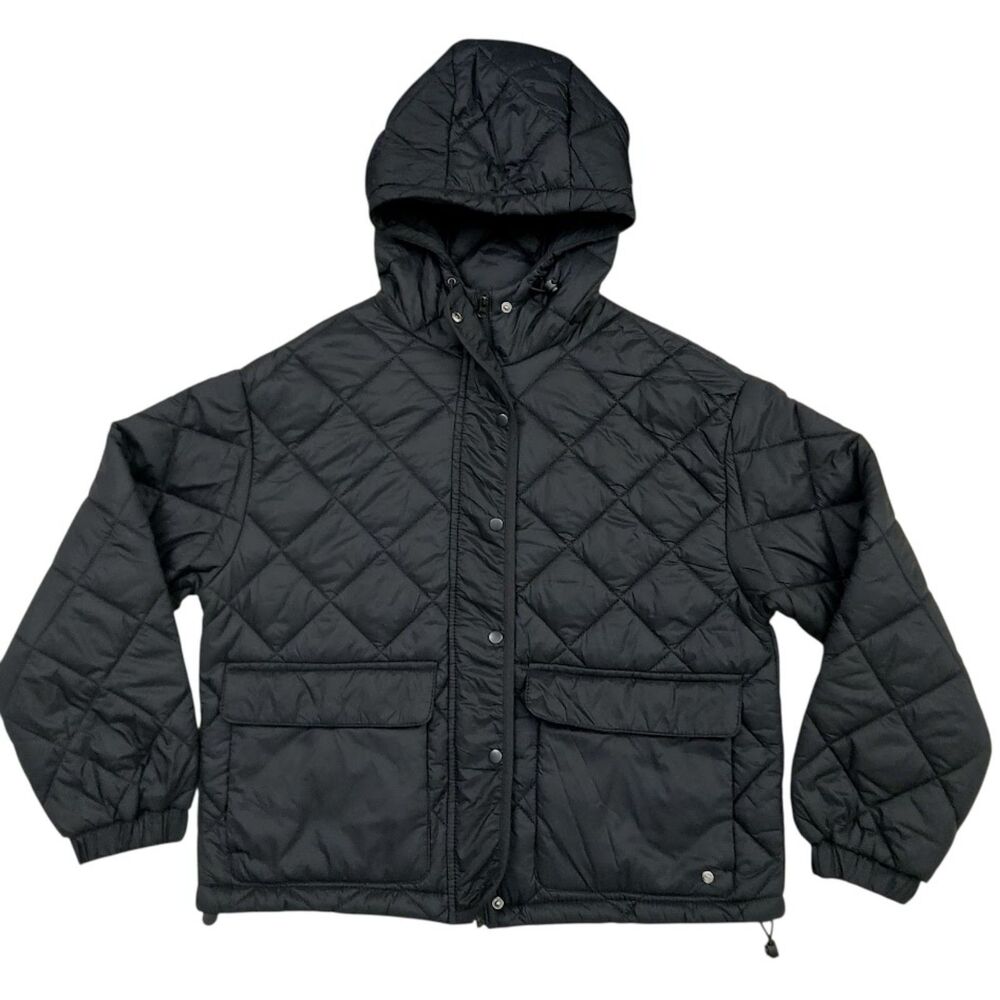 Bearpaw Outdoors Black Diamond Quilted Hooded Jacket Womens Small Lighweight